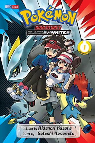Manga cover featuring two characters and Pokemon with the title Pokemon Adventures Black 2.