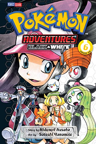 Colorful manga-style Pokémon illustrations on a black and white graphic novel cover.