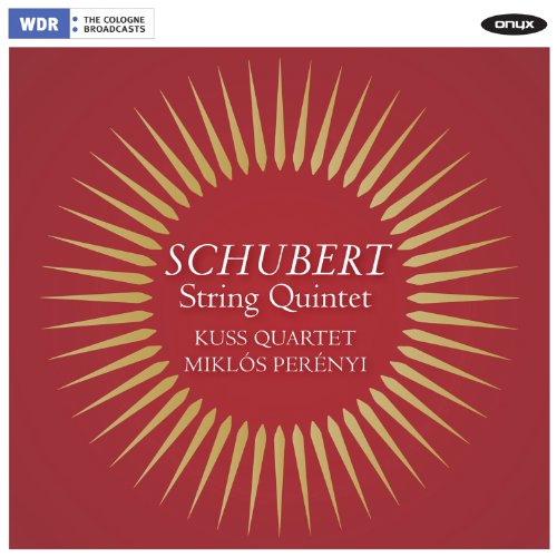 CD cover for Schubert’s String Quintet, featuring a sunburst design.