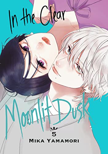 Two anime-style characters, one with black hair and one with white, embrace.