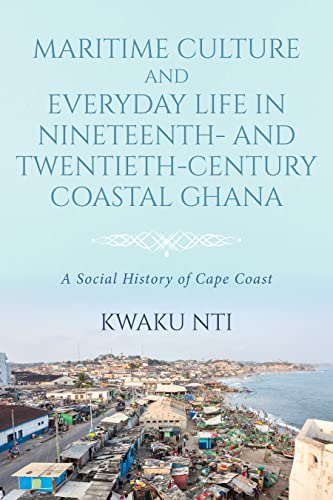 Book cover with title and coastal Ghanaian town scene below.