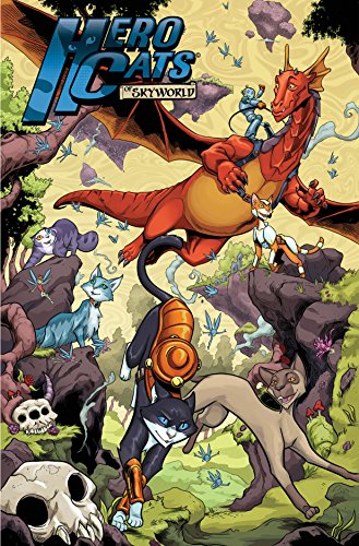 Hero Cats comic cover: cats with a red dragon in a fantasy landscape.