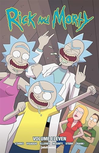 Rick and Morty comic book cover featuring characters in exaggerated poses.
