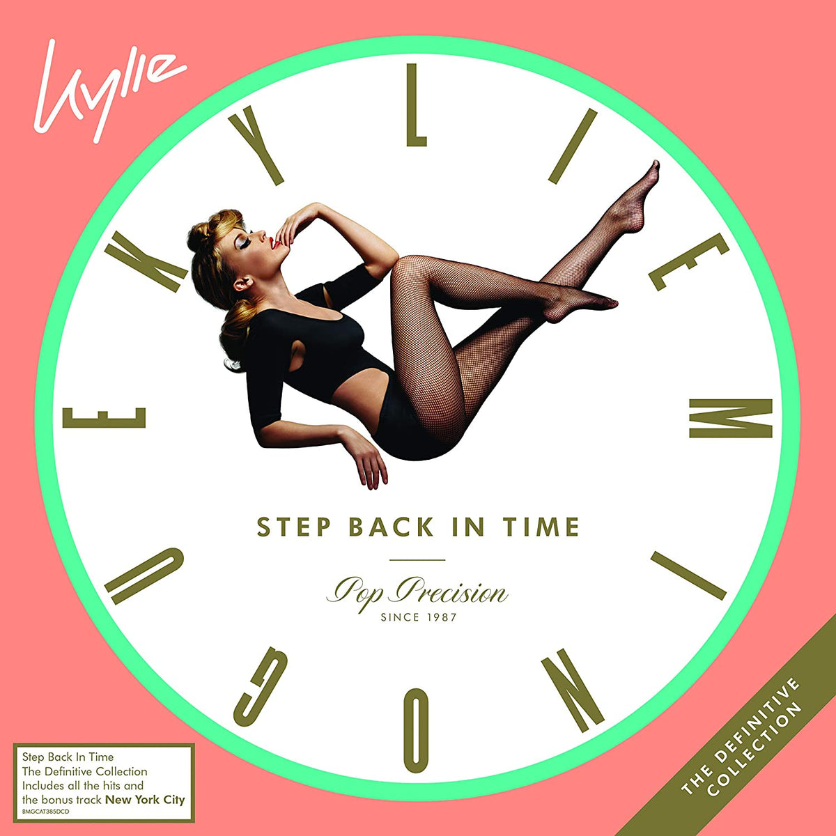 Kylie Minogue album cover featuring a reclining woman surrounded by a clock face.
