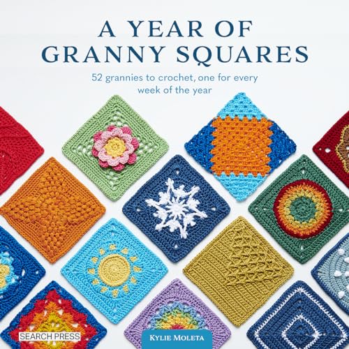 Book cover displaying colorful, crocheted granny squares in various designs.