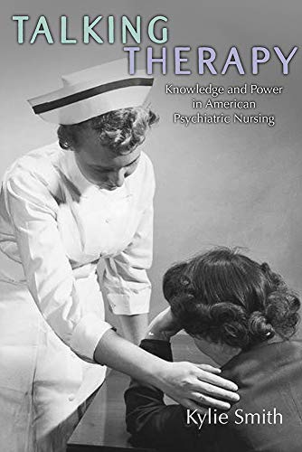 Book cover: nurse comforting a patient, titled "Talking Therapy.