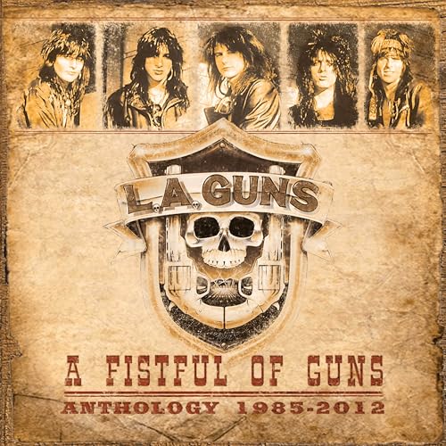 CD cover for L.A. Guns anthology with skull and band photos.