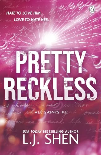 Book cover for "Pretty Reckless" with pink and white text, sparkling effects.