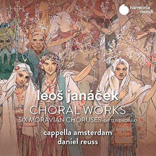 CD cover for Janacek’s Choral Works featuring illustrated figures in robes.