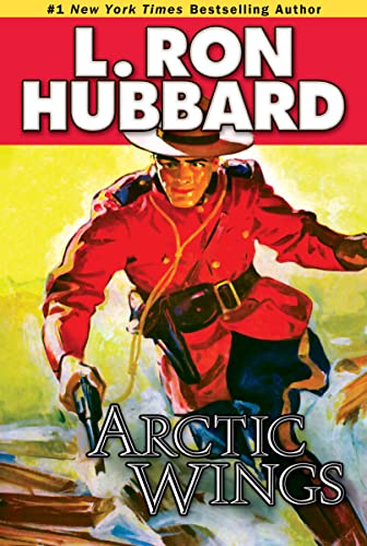 Book cover: a Mountie in red uniform with a gun, titled "Arctic Wings".