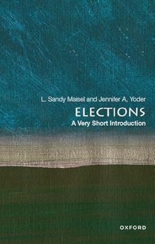 Book cover for Elections: A Very Short Introduction with blue and green abstract background.