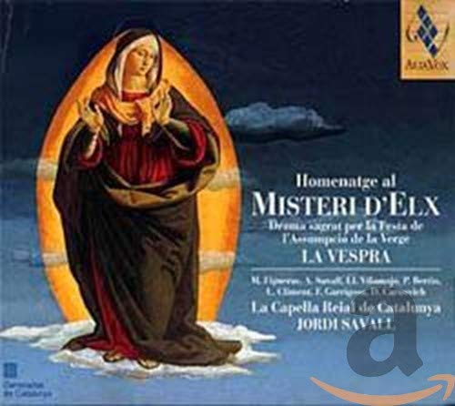 CD cover for “El Misteri D’Elx” featuring a painting of the Virgin Mary.