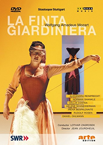DVD cover for "La Finta Giardiniera" featuring a woman in a red dress.