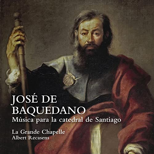 Portrait of José de Baquedano, composer, with staff and shell emblem.