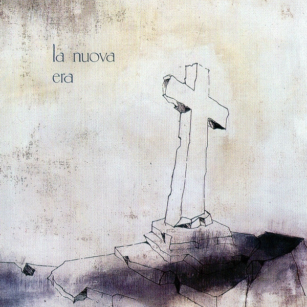 CD cover with a sketched cross and textured, faded background.