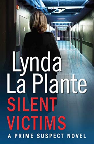 Book cover: woman’s back in a hallway, red title “Silent Victims.”