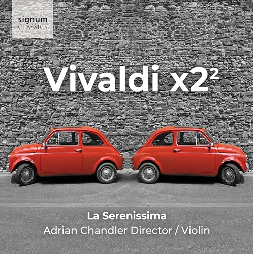 CD cover with two red vintage cars against a stone wall.