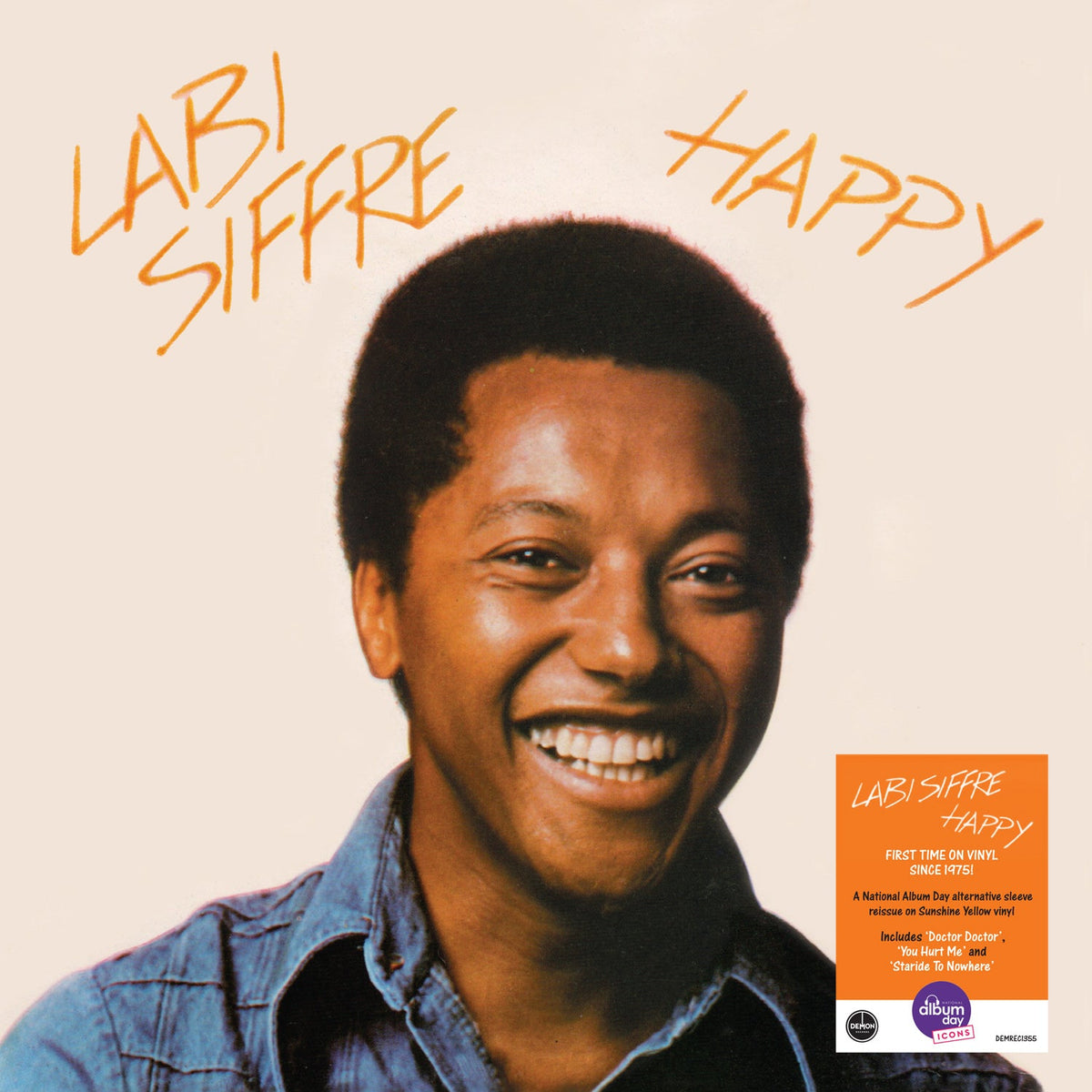 Album cover for Labi Siffre’s “Happy” featuring a portrait of the artist.