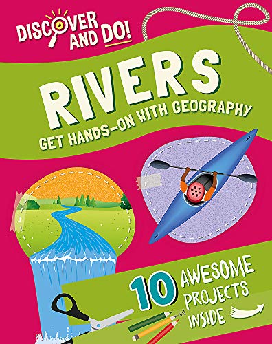 Book cover: "Rivers" with illustrations of a river, kayak, and craft tools.