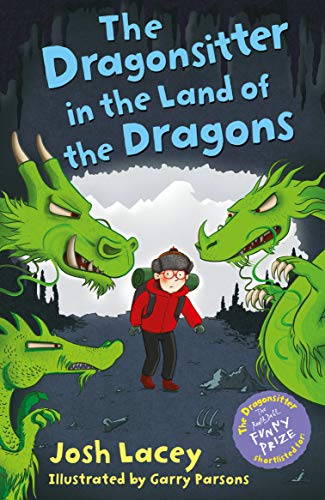 Book cover: child with backpack facing three cartoon dragons.