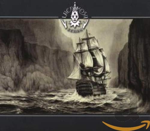 Black and white CD cover depicting a sailing ship on stormy seas.