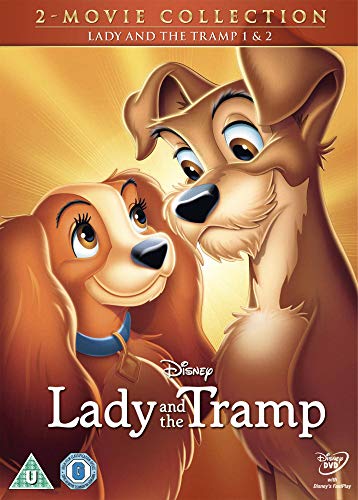 DVD cover featuring Lady and the Tramp, two animated dogs, smiling.