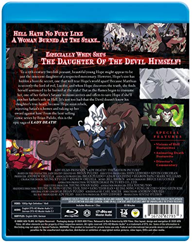 Blu-ray case for "Lady Death" anime, featuring character art and demonic imagery.