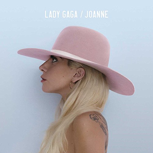 Profile view of Lady Gaga wearing a wide-brimmed pink hat against a light background.