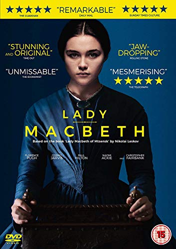 DVD cover of "Lady Macbeth" featuring a woman in a dark blue dress.