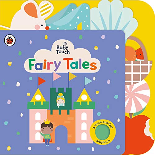 Board book cover with fairytale castle, trees, and characters, touch-and-feel elements.