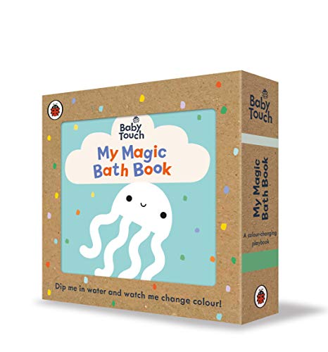 Baby book with a jellyfish illustration, designed for bath time use.