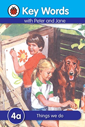 Children painting with a dog, book cover titled "Key Words: 4a".