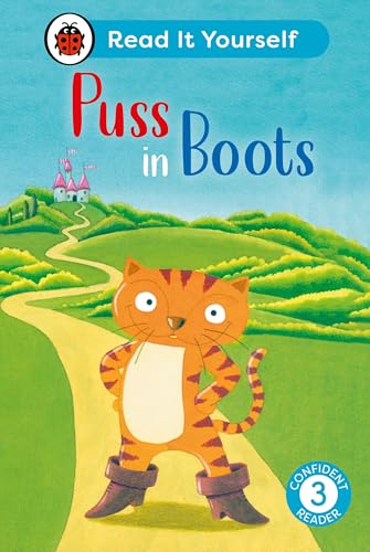 Book cover featuring Puss in Boots standing on a winding path.