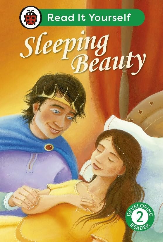 Book cover: Prince awakening Sleeping Beauty, illustrated fairytale scene.