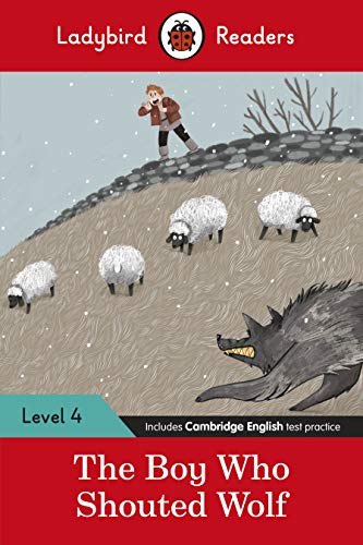 Ladybird book cover: a boy, sheep, wolf, and snowy hillside scene.