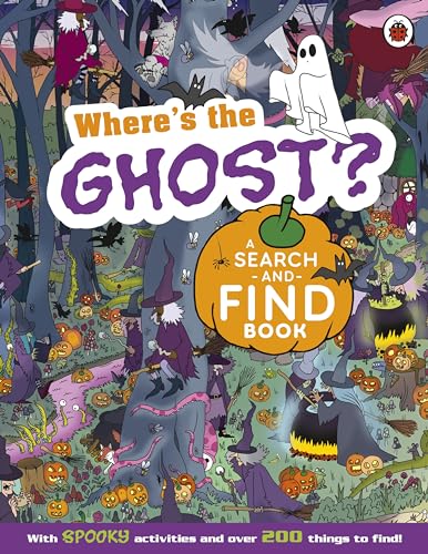 Book cover: colorful Halloween scene with a ghost and search-and-find elements.