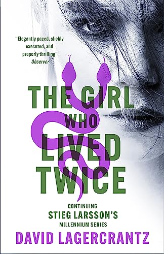 Book cover featuring a close-up of a woman's face, a purple snake, and text.