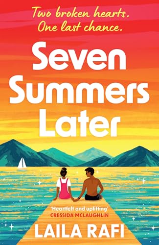 Book cover: couple on a pier with mountains and a sunset.