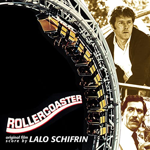 CD cover for "Rollercoaster" soundtrack by Lalo Schifrin, featuring a rollercoaster and portraits.