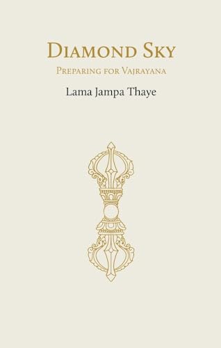 Beige book cover with gold text and ornate double vajra illustration.