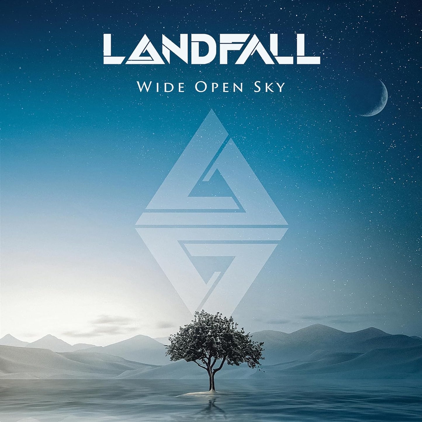 CD cover: landscape with tree, geometric shape, and night sky.
