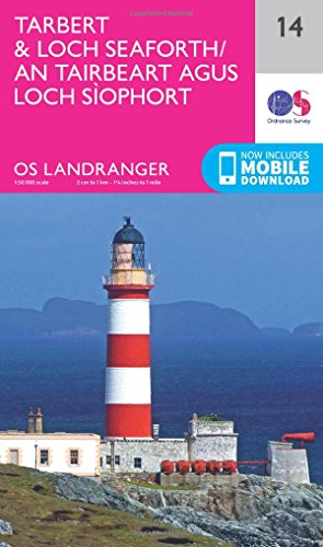 OS Landranger map cover featuring a red and white striped lighthouse.
