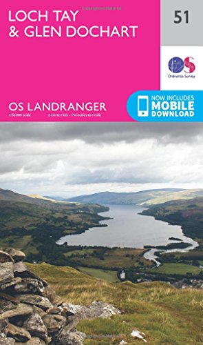Ordnance Survey Landranger map cover for Loch Tay and Glen Dochart featuring a landscape photo.