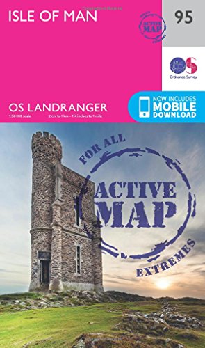 OS Landranger map cover of Isle of Man, featuring a stone tower.