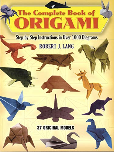 Book cover titled The Complete Book of Origami by Robert J. Lang featuring paper animals.