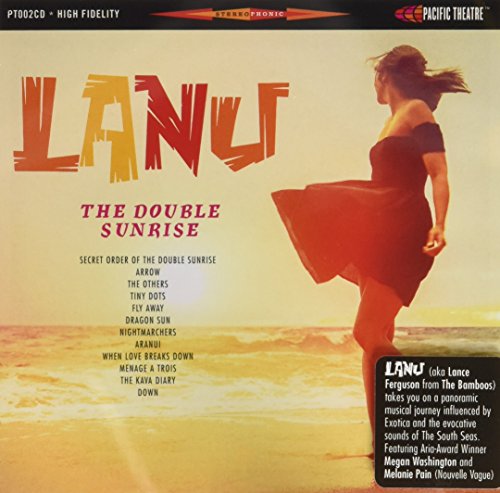 CD cover for Lanu’s “Double Sunrise” featuring a woman on a beach.