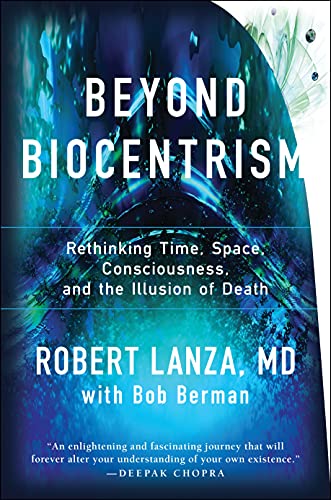 Book cover for Beyond Biocentrism by Robert Lanza and Bob Berman with abstract blue background.
