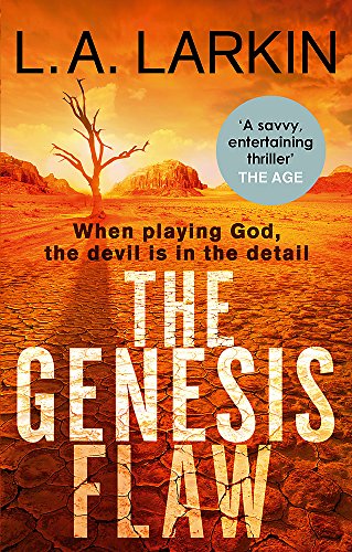 Book cover: “The Genesis Flaw” depicts a barren landscape and a dead tree.