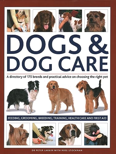 Book cover featuring various dog breeds and dog care information.