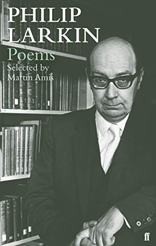 Book cover featuring a black and white portrait of Philip Larkin in front of bookshelves.